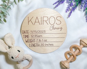 Engraved Baby Arrival Announcement Sign, Custom Baby Name With Engraved Birth Stats - Unique Baby Shower Gift