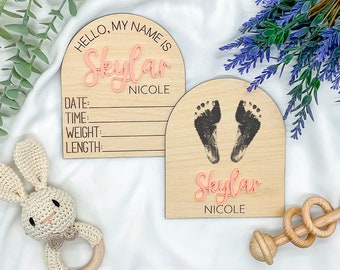 Hello My Name Is Baby Stats Sign | Baby Arrival Name Announcement Sign | Baby Name Reveal | Personalized Baby Announcement Sign for Hospital
