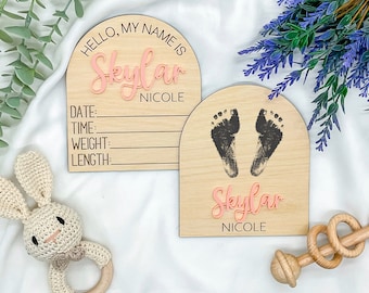 Hello My Name Is Baby Stats Sign | Baby Arrival Name Announcement Sign | Baby Name Reveal | Personalized Baby Announcement Sign for Hospital