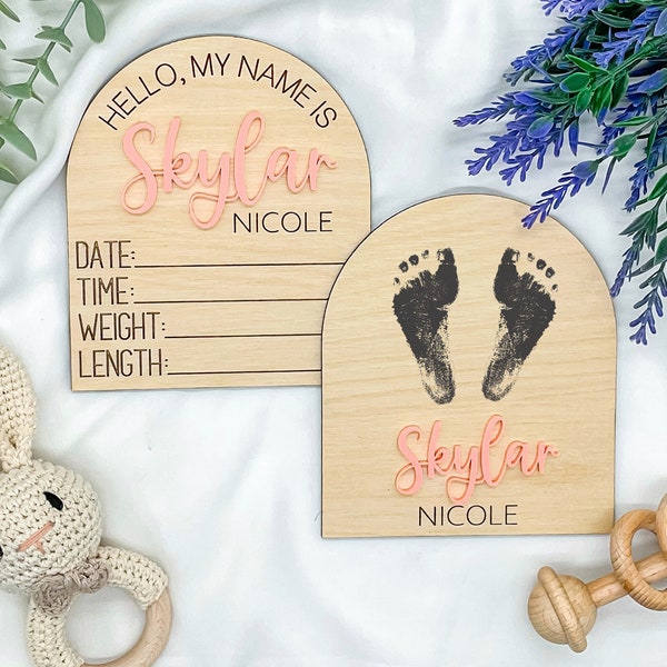 Hello My Name Is Baby Stats Sign | Baby Arrival Name Announcement Sign | Baby Name Reveal | Personalized Baby Announcement Sign for Hospital