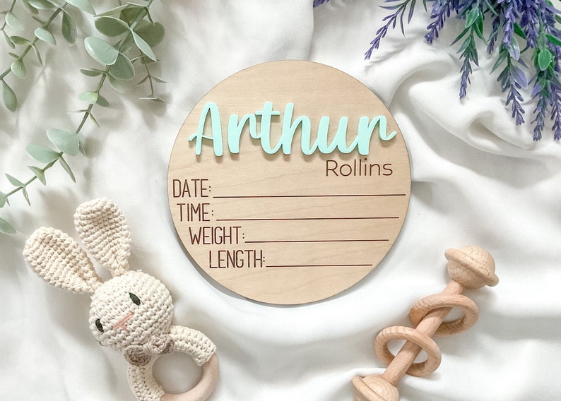 Custom Baby Arrival Announcement Sign, Baby Name With Birth Stats, Baby Name Reveal, Personalized Baby Announcement Sign, Sign for Hospital image 8