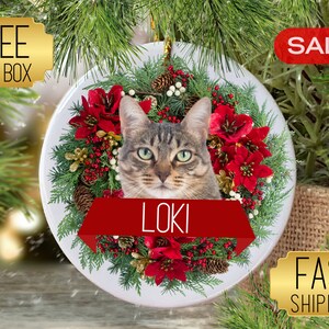 Custom Cat Ornament, Cat Ornament Personalized with Name, Pet Memorial Ornament, Pet Remembrance, Pet Loss Gift, Personalized Cat Ornament