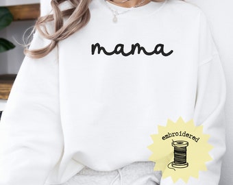 Embroidered Mama Sweatshirt, Personalized Mother's Day Gift, Kids Name on Sleeve, Custom Birthday Present for Mom, New Mom Sweatshirt