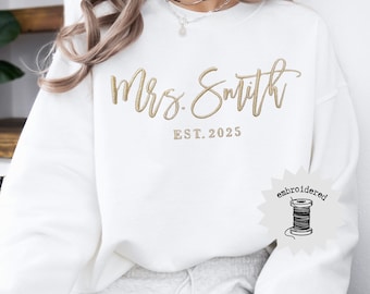 Personalized Mrs. Sweater – Custom Bridal Gift, Wedding Sweatshirt, Bride To Be Gift, Just Married Sweater, Newlywed Apparel