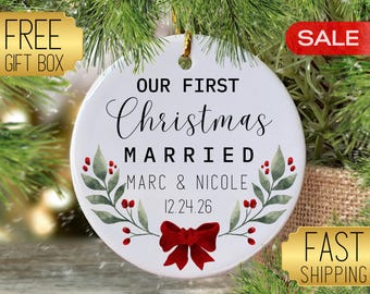 Personalized First Christmas Married Ornament 2026, Custom Married Ornament, Our First Married Christmas, Just Married Ornament, For Couples