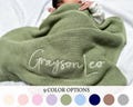 Personalized Knit Baby Blanket, Custom Baby Blanket, Embroidered Baby Name Blanket, Welcome Baby Blanket Keepsake, Unique Baby Shower Gift