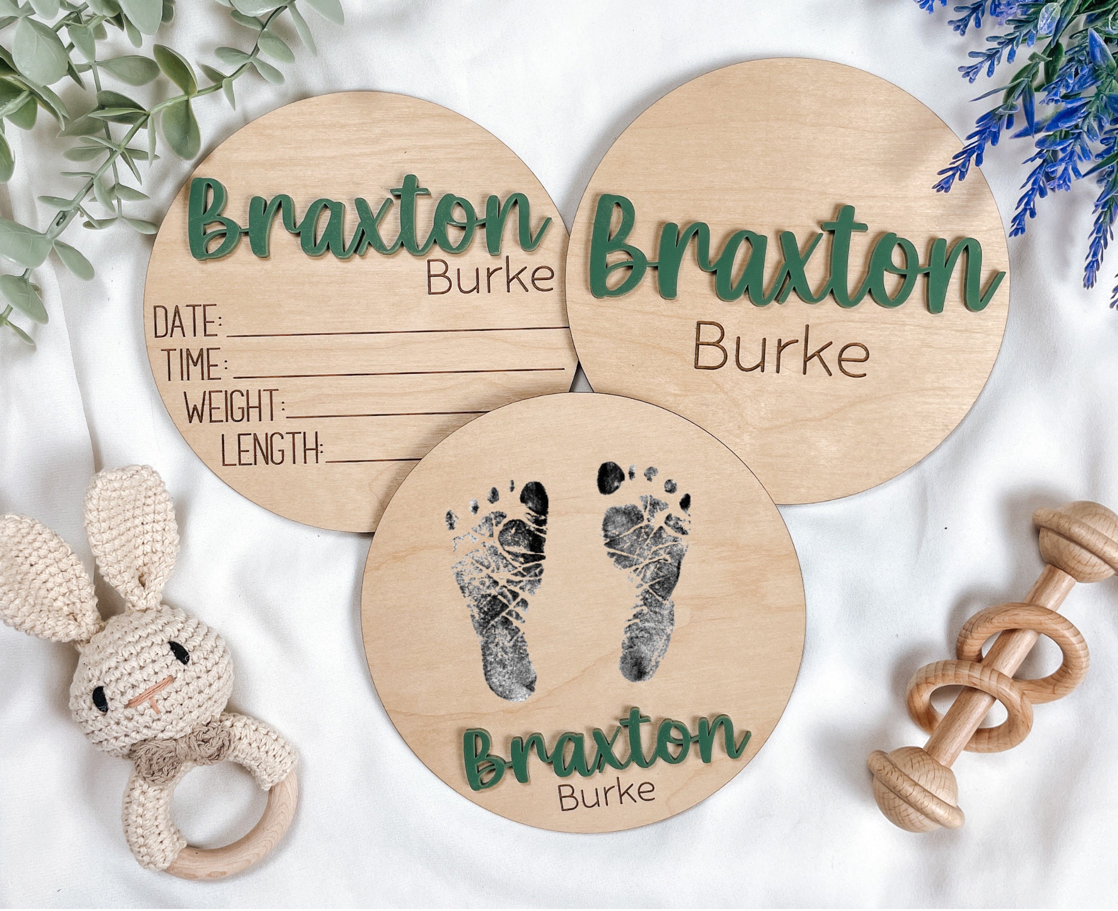 Custom Baby Arrival Announcement Sign, Baby Name With Birth Stats, Baby Name Reveal, Personalized Baby Announcement, Footprint Hospital Sign