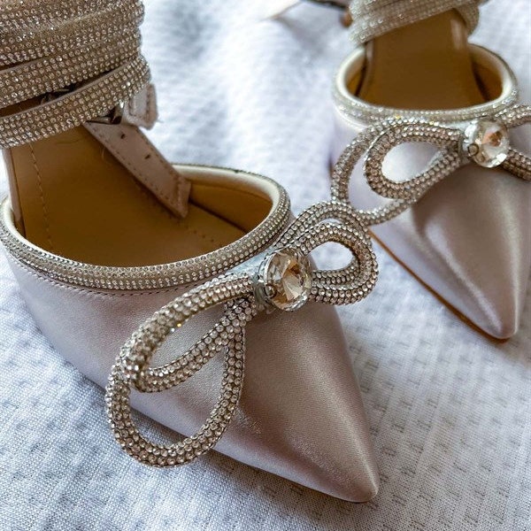 silver rhinestone evening shoes