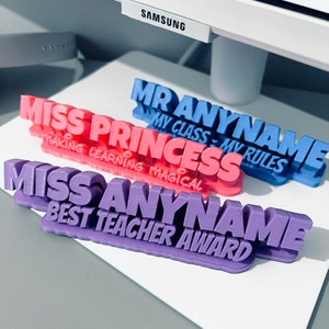 Personalised Teacher Name Desk Plaque | Gift | School | Thank You | Student