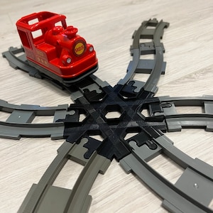 6 Way Train Track Crossing - Duplo Compatible | Custom