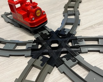 6 Way Train Track Crossing - Duplo Compatible | Custom