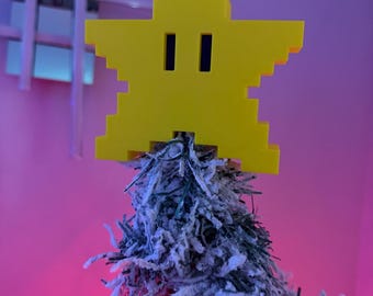 Adorno de estrella pixelada retro para árbol de Navidad / Navidad / Gamer / 1UP
