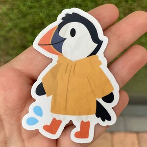 Chubasquero Puffin 3" Pegatina - Furry Animal- Duradero e impermeable - Meme