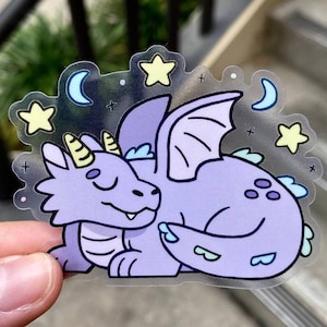 Sleepy Dragon 3” Transparent Sticker - Furry Animal- Durable & Waterproof - Meme