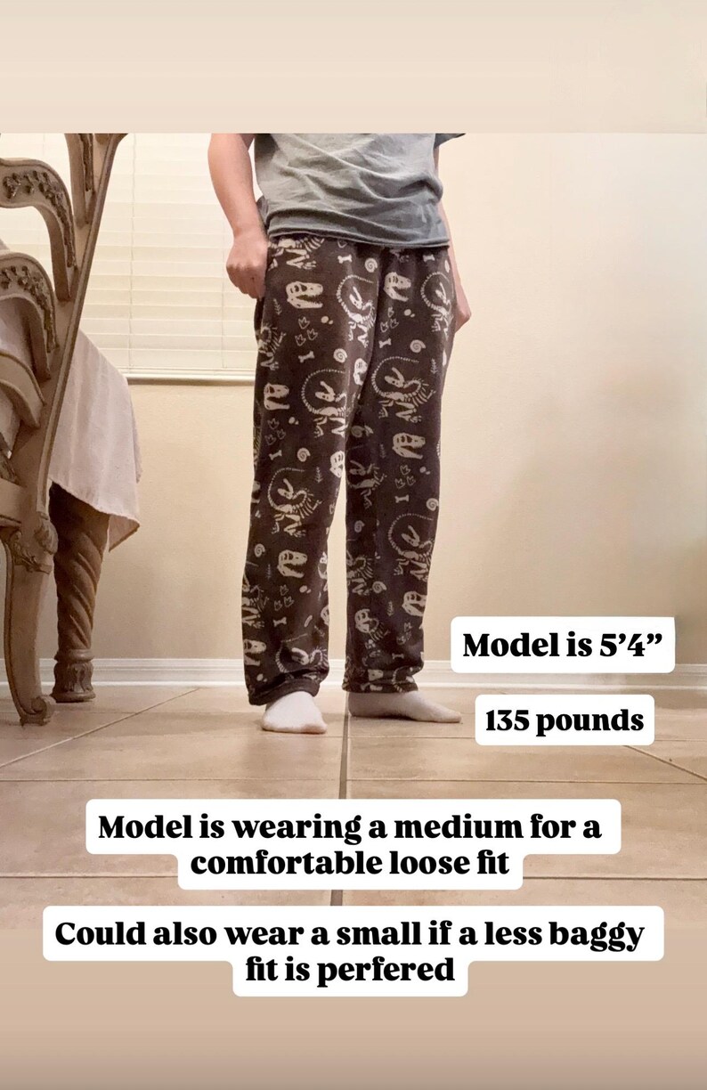 Fluffy Dinosaur Skeleton Pajama Pants | Cozy Lounge Pants with Pockets afbeelding 3