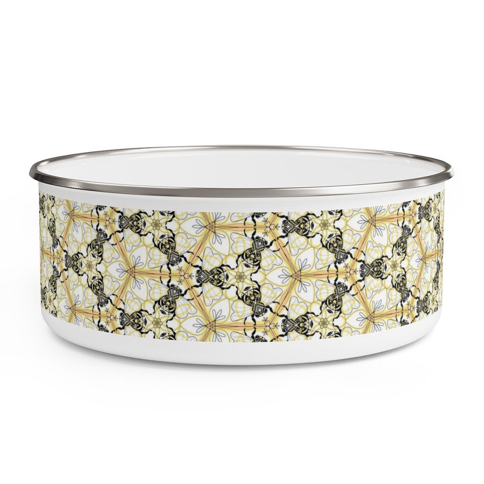 Discover Honeycomb bee Enamel Bowl