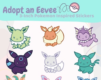 Shiny Chibi Sitting Cute Anime Inspired Handmade Sticker ~ Radiant Eeveelution Decal ~ Great Birthday Gift ~ Online Exclusive
