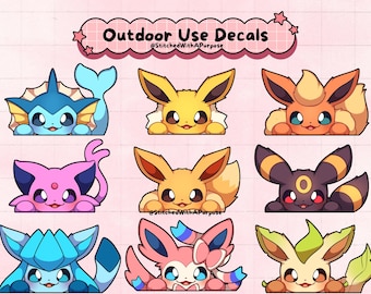 Cute Anime Inspired Custom Outdoor Use Peeker Decal ~ Fox Evolution Decal ~ Great Birthday/Christmas Gift ~ Convention Collection