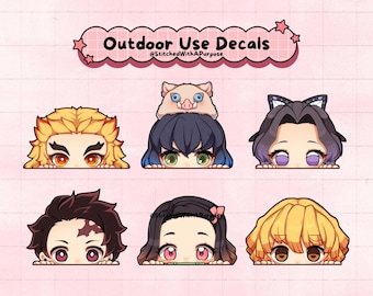 Demon Anime Inspired Custom Outdoor Use Peeker Decal ~ Anime Sticker ~ Great Birthday Gift ~ Convention Collection