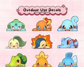 Cute Anime Gen 1-3 Inspired Outdoor Use Peeker Decal ~ Sticker ~ Great Birthday/Christmas Gift ~ Convention Collection