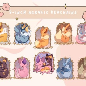 Portachiavi da 3 pollici ispirato agli anime ~ Ciondolo in acrilico Eeveelution ~ Ottimo regalo di compleanno ~ Collezione Convention