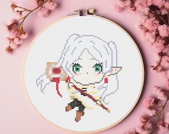 Fantasy Anime Mage Cross Stitch Pattern ~ Nostalgic Character ~ Anima Inspired ~ PDF Downloadable