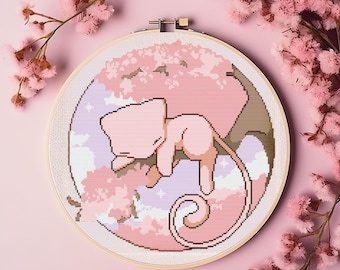Anime Cherry Blossom Cross Stitch Pattern ~ Nostalgic Character ~ Video Game ~ PDF Downloadable