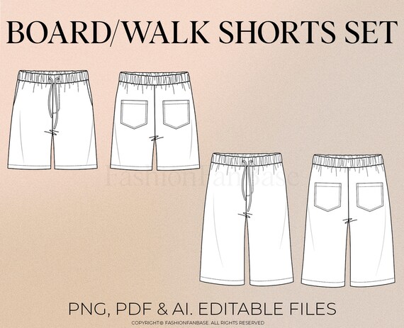Boardshort Drawing Walk Short Sketch Streetwear Vector