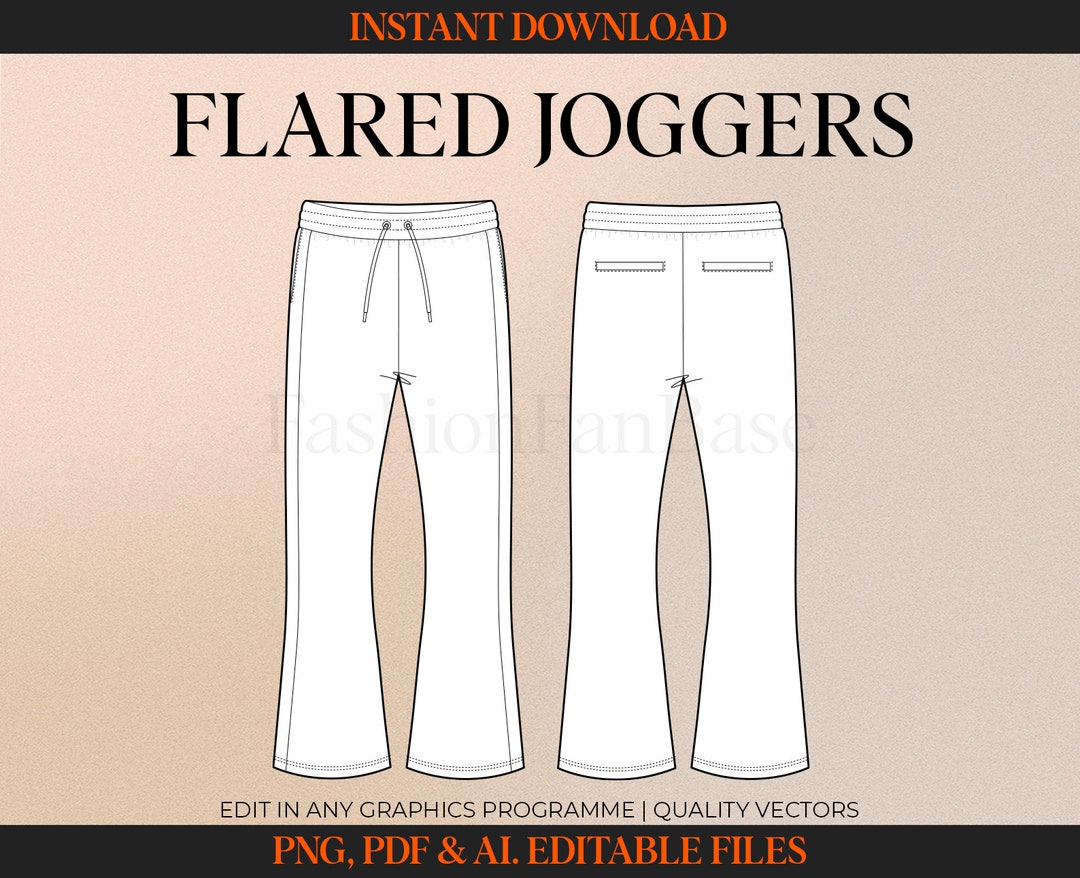 Flared Joggers Tech Drawings Sweatpant Drawing Streetwear Tech Pack Template Fashion Flat Clothing Design Fashion Design AI. PDF Etsy Canada