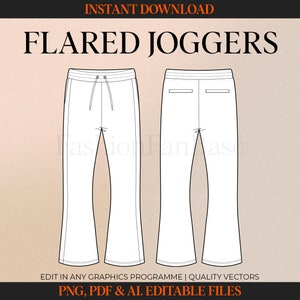 Flared Joggers Tech Drawings Sweatpant Drawing Streetwear Tech - Etsy