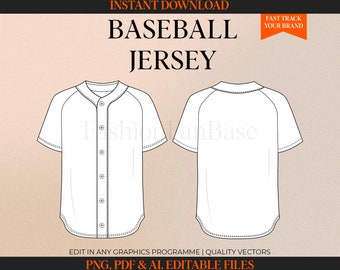 Baseball Jersey Tech Drawing Streetwear Drawing Tech Pack Template Fashion Flat Clothing Design Fashion Design Clothing Vector