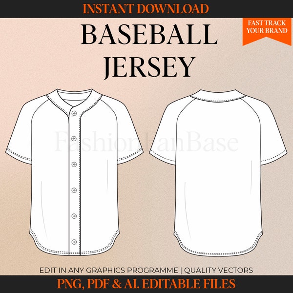 Baseball Jersey Tech Drawing Streetwear Drawing Tech Pack Template Fashion Flat Clothing Design Fashion Design Clothing Vector