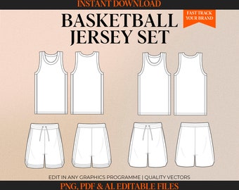 Basketball Jersey Set Tech Drawing Mesh Short Drawing Streetwear Tech Pack Template Fashion Flat Clothing Design Fashion Design Template