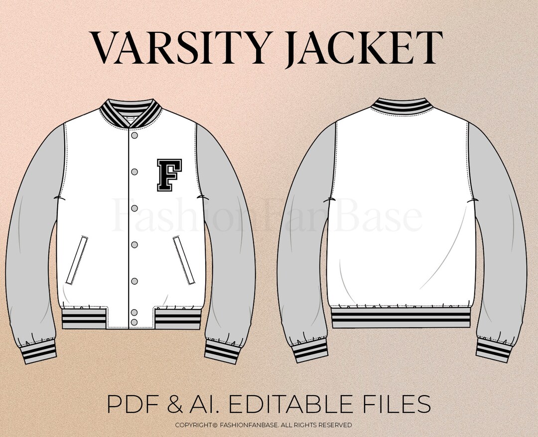 Varsity Jacket Drawing Bomber Jacket Letterman Jacket Fashion Etsy