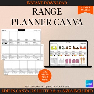 Range Planner Canva Tech Pack Template Fashion Template Hoodie Tech Pack T-Shirt Streetwear vector Clothing vector Fashion Design Template