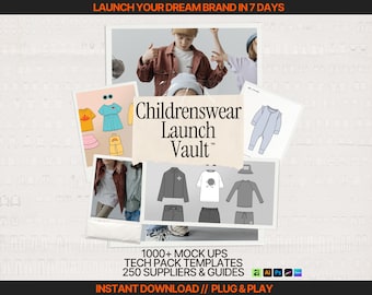 Childrenswear Launch Vault 100+ Streetwear Mockups Clothing Streetwear Vector Templates Fashion Supplier List Canva Tech Pack Template Kit