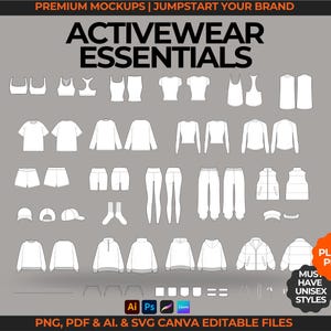 Activewear Fashion Vectors Tech Pack Template Streetwear Mockup Loungewear Flat Sketch Clothing Mockup Hoodie Vector Fashion Template Unisex