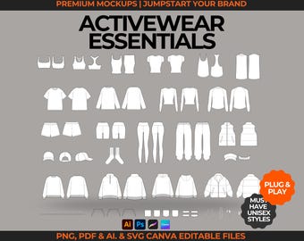 Activewear Fashion Vectors Tech Pack Template Streetwear Mockup Loungewear Flat Sketch Clothing Mockup Hoodie Vector Fashion Template Unisex