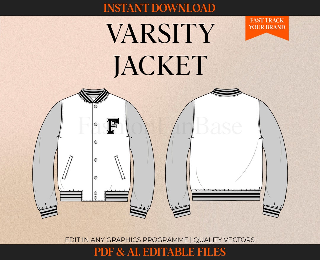 Varsity Jacket Drawing Bomber Jacket Letterman Jacket Fashion Flat