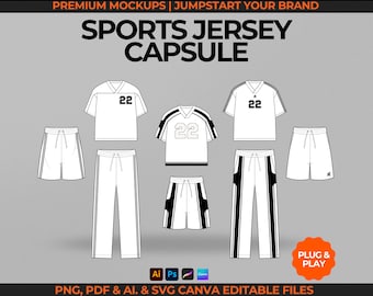 Sports Jersey Mockup Bundle Football Jersey Vector Mockup Streetwear Mockup Streetwear Vector Tech Pack Template Sports Shorts Pants