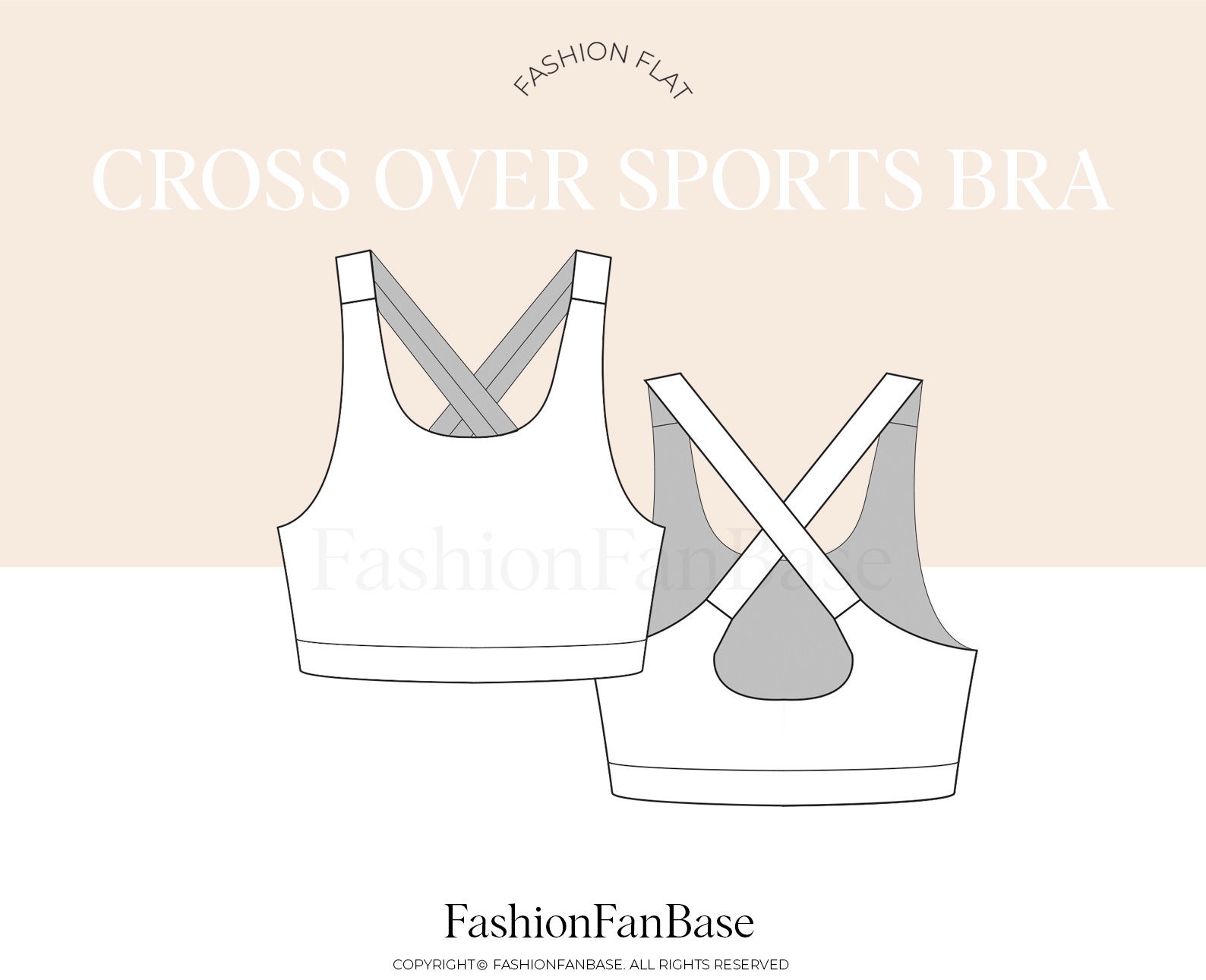 Sports Bra Fashion Tech Drawing Bra Flat Sketch Tech Pack Template  Activewear Drawing Crop Top Drawing Fashion Design