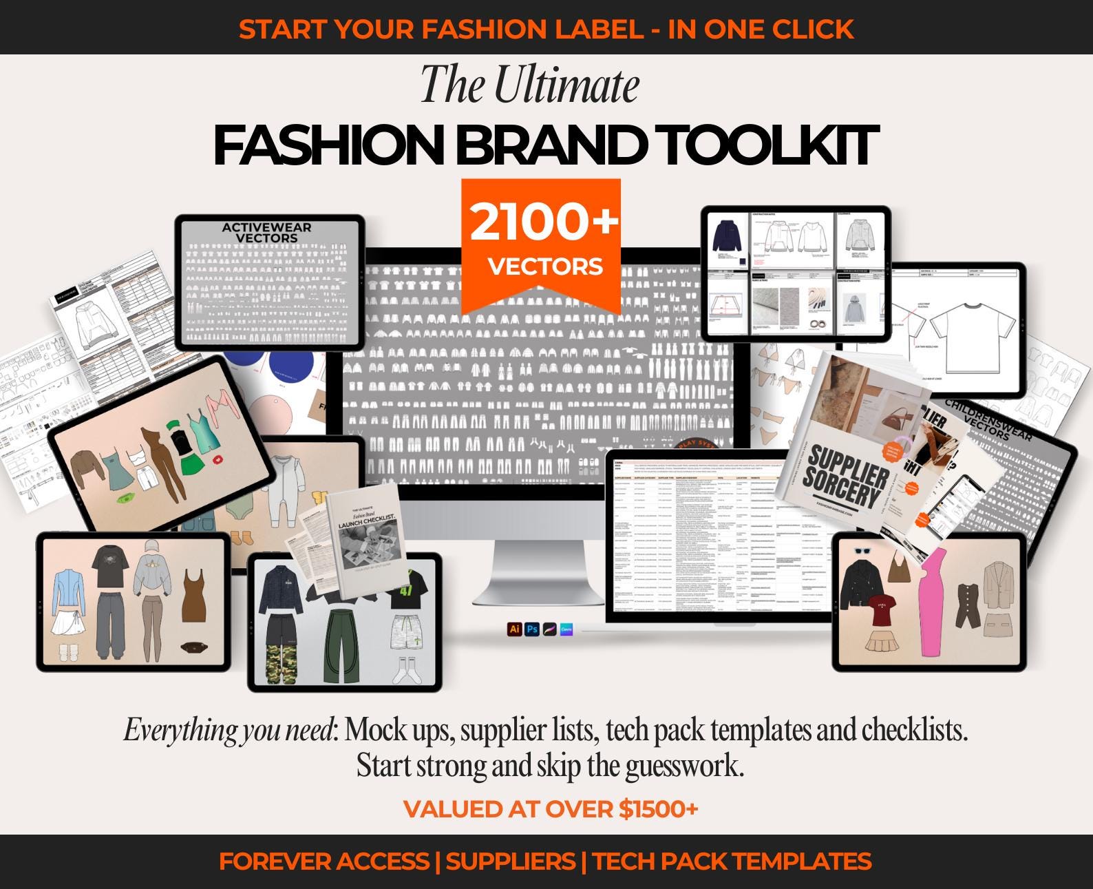 Fashion Brand Toolkit Clothing Brand Mockup Kit Tech Pack Template
