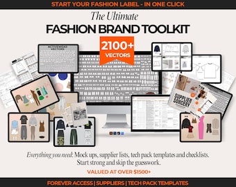 Fashion Brand Toolkit Clothing Brand Mockup Kit Tech Pack Template Canva Fashion Design Template Streetwear Vector Hoodie Supplier List