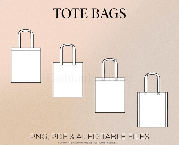 Tote Bag Vector Tote Bag Mock Up Bag Drawing Streetwear Vector Tech Pack Template Flat Clothing Mock Up Bag Mock Up Accessories Mock Up