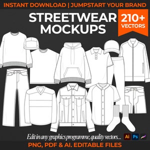 Streetwear Vector Clothing Mock Up Fashion Tech Pack Template Clothing Vector Fashion Design Templates Fashion Drawing Fashion Vector Hoodie