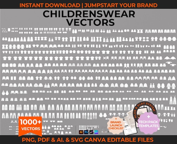 1000+ Childrenswear Vectors + BONUS Tech Pack Template + Launch Guide Clothing Mockup Fashion Flat Clothing Vector Hoodie Fashion Drawing