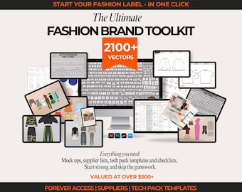 Fashion Brand Toolkit Clothing Brand Mockup Kit Tech Pack Template Canva Fashion Design Template Streetwear Vector Hoodie Supplier List