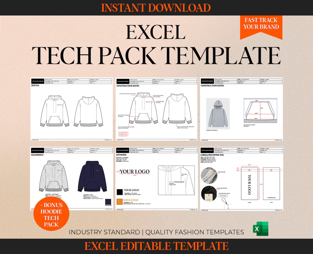 Fashion Tech Pack Template Excel 14 Page Tech Pack Excel Fashion Design Fashion Tech Pack Template Excel 14 Page Tech Pack Excel Fashion Design