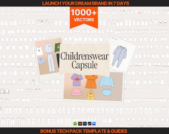 1000+ Childrenswear Vectors + BONUS Tech Pack Template + Launch Guide Clothing Mockup Fashion Flat Clothing Vector Hoodie Fashion Drawing