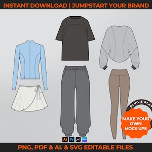 700+ Clothing Brand Mockup Pack Streetwear Vector + Tech Pack Template + Launch Guide Fashion Flat Clothing Vector Hoodie Tech Drawing image 7